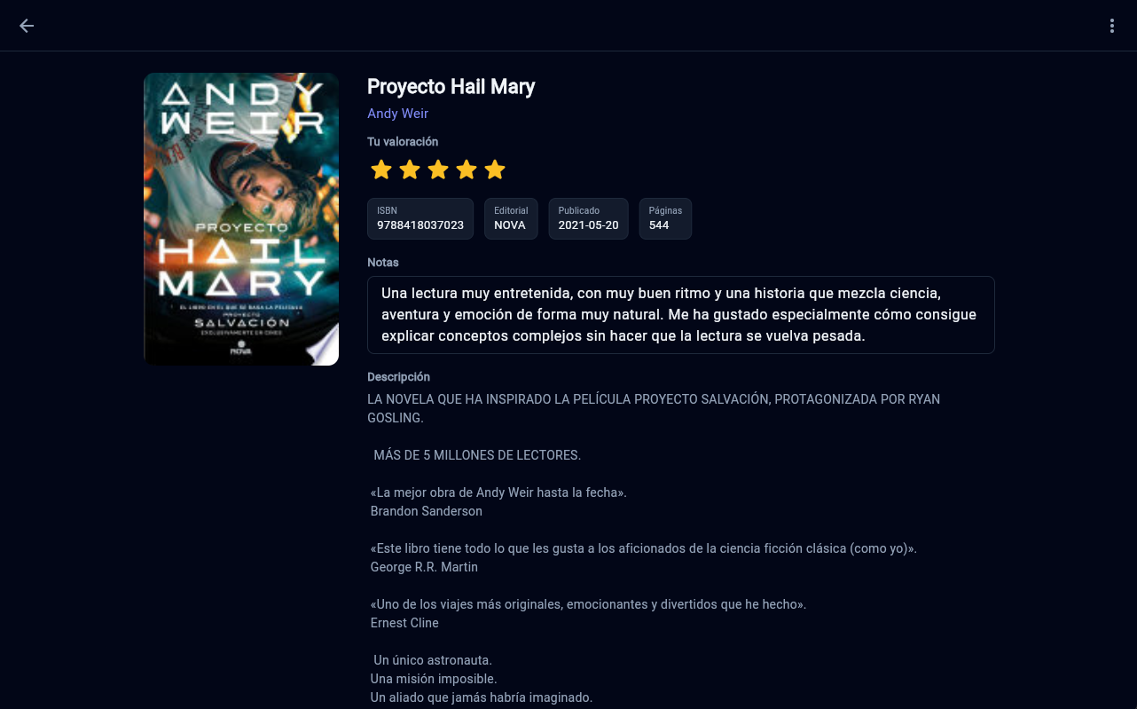 Valoración con estrellas y notas personales en Versora web